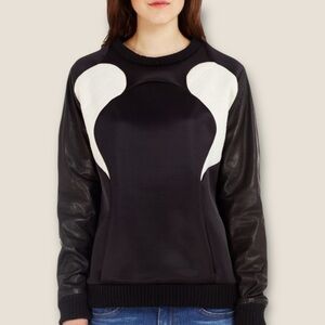 Rebecca Minkoff Aviation Top $398 RRP - Lambskin Leather Panel‎ size S NWOT